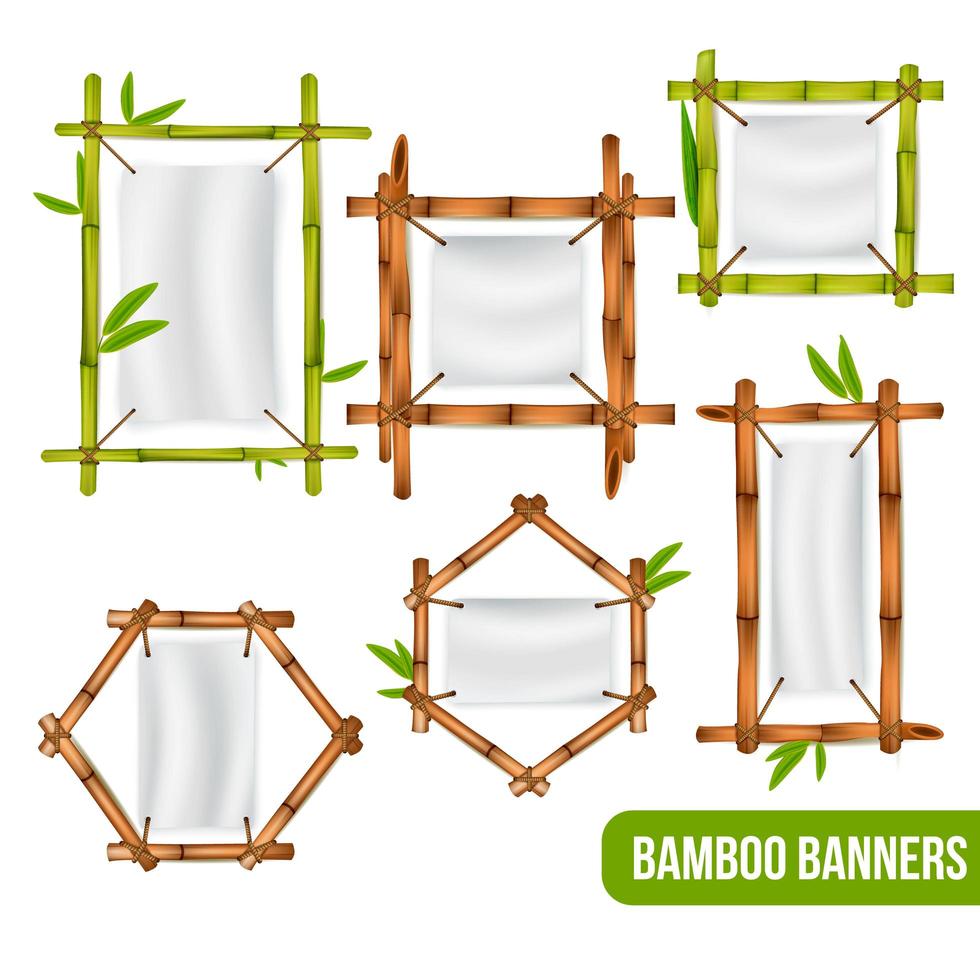 Bamboo Frames Banners Set Vector Illustration