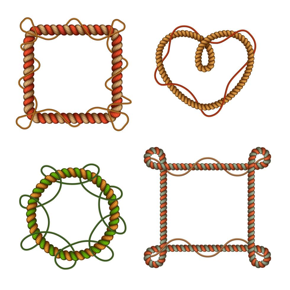 Ilustración de vector de conjunto realista de marcos de cuerda