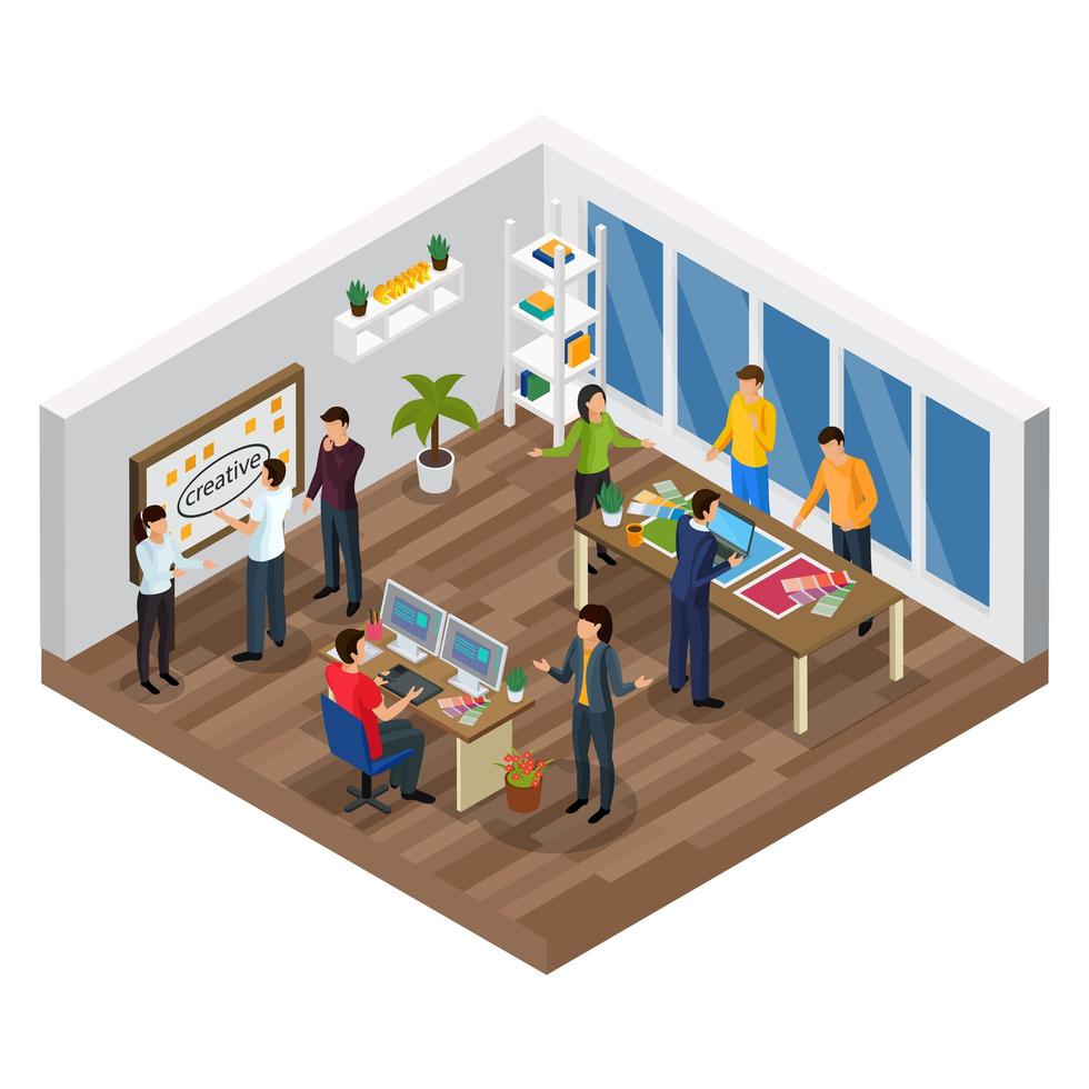 Advertising Agency Isometric Composition Vector Illustration