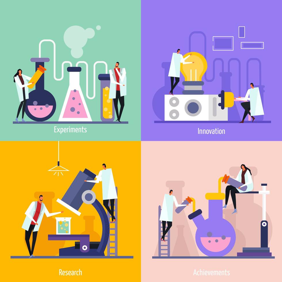 Science Lab Flat Design Concept Vector Illustration