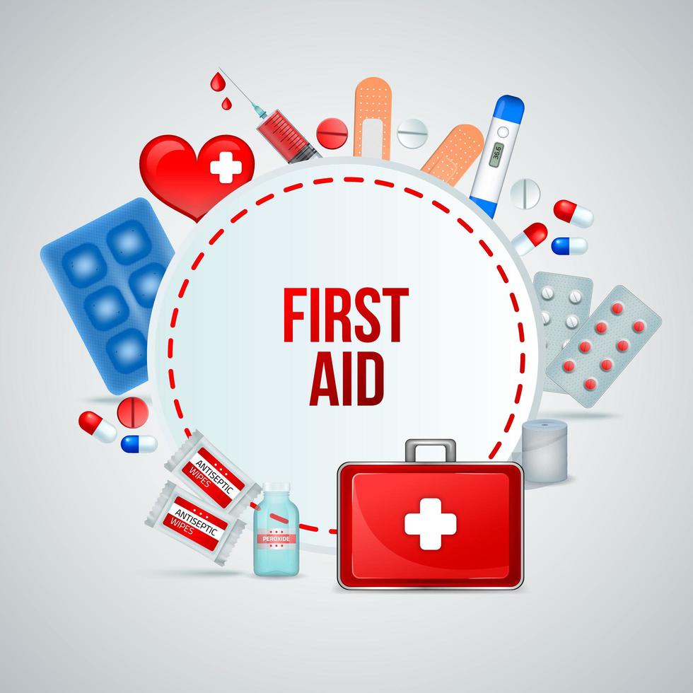 First Aid Realistic Composition Vector Illustration