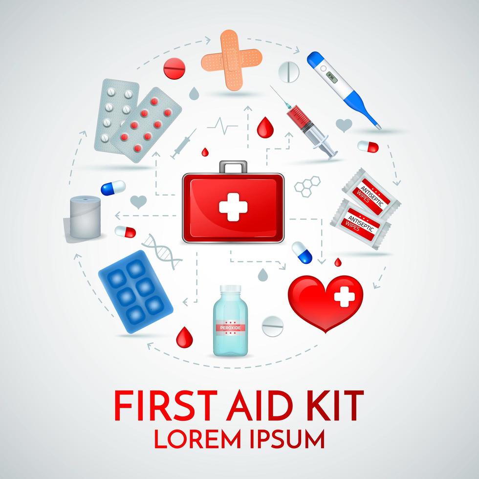 First Aid Realistic Composition Vector Illustration