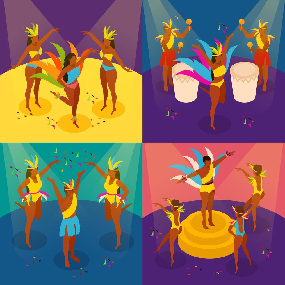 Conjunto de iconos de concepto de carnaval brasileño ilustración vectorial vector