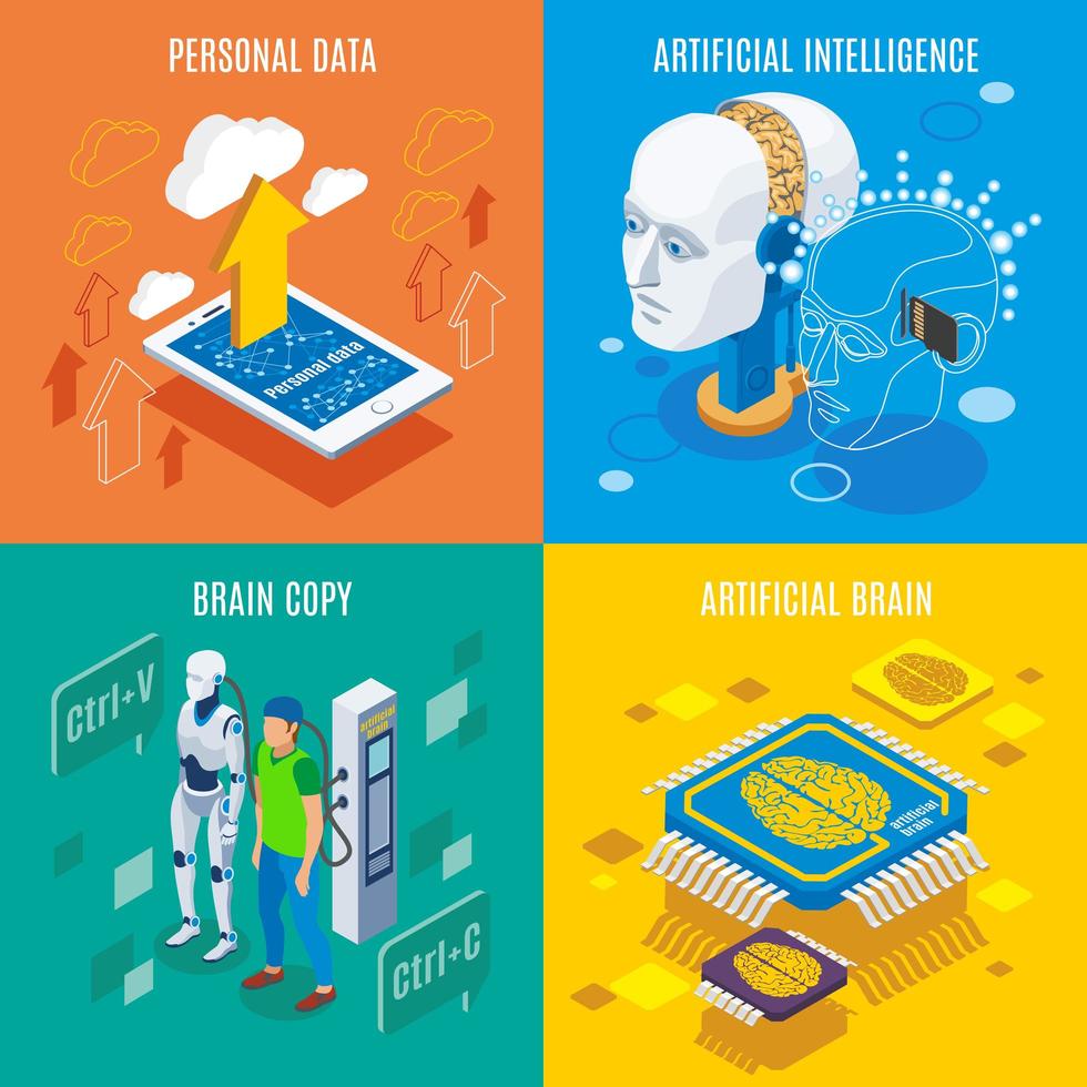 Brain Copying Design Concept Vector Illustration