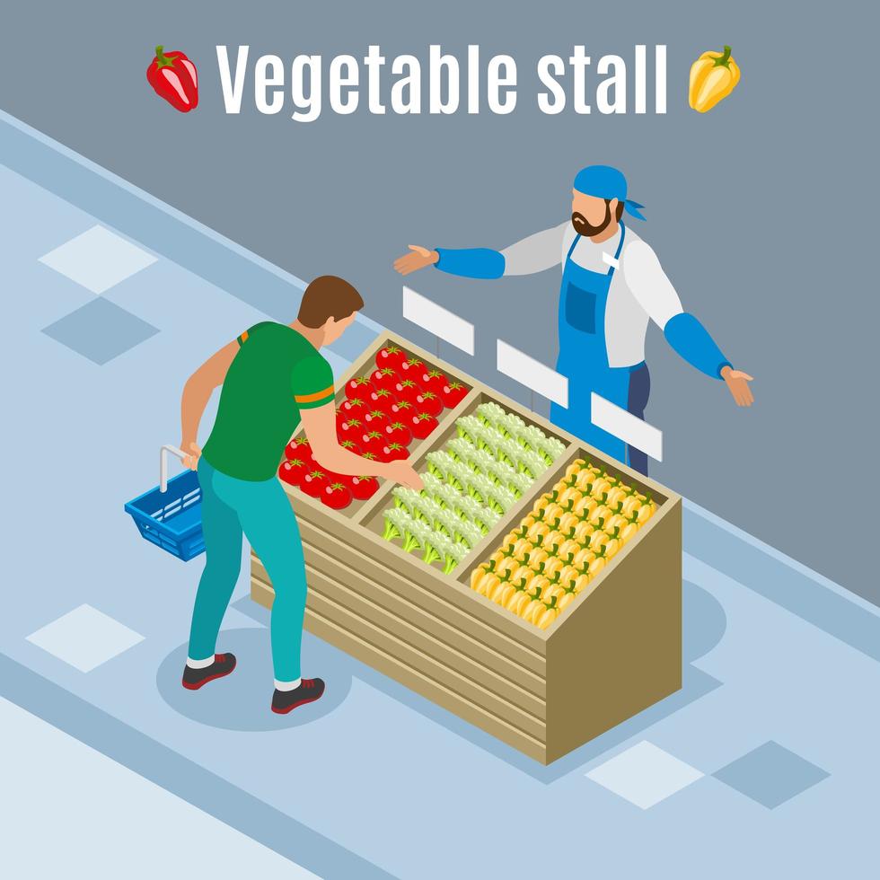 Vegetables Purchase Isometric Background Vector Illustration