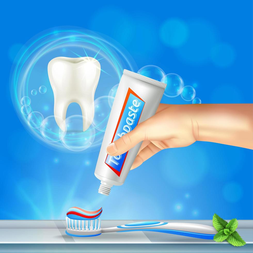 Tooth Dental Care Realistic Vector Illustration