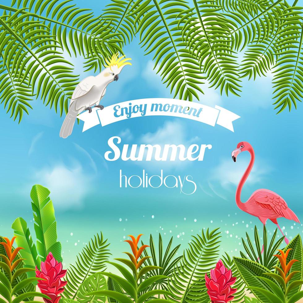 Enjoy Tropical Summer Background Vector Illustration