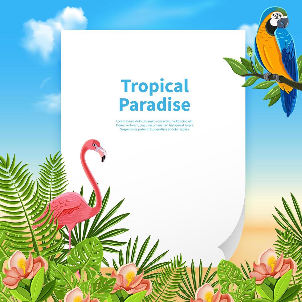 Summer Paradise Background Composition Vector Illustration