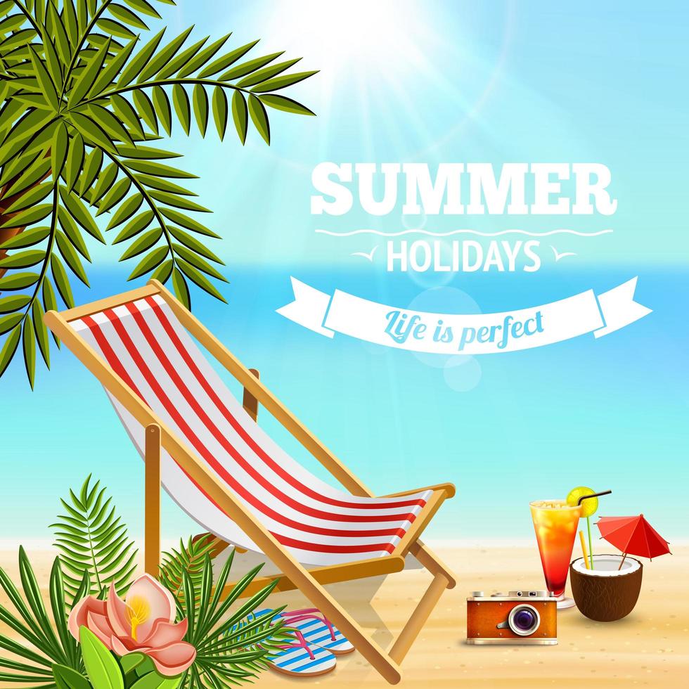 Holidays Beach Lounge Background Vector Illustration