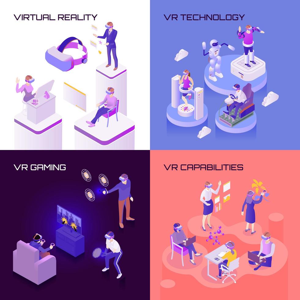 Virtual Reality Isometric Design Concept Vector Illustration