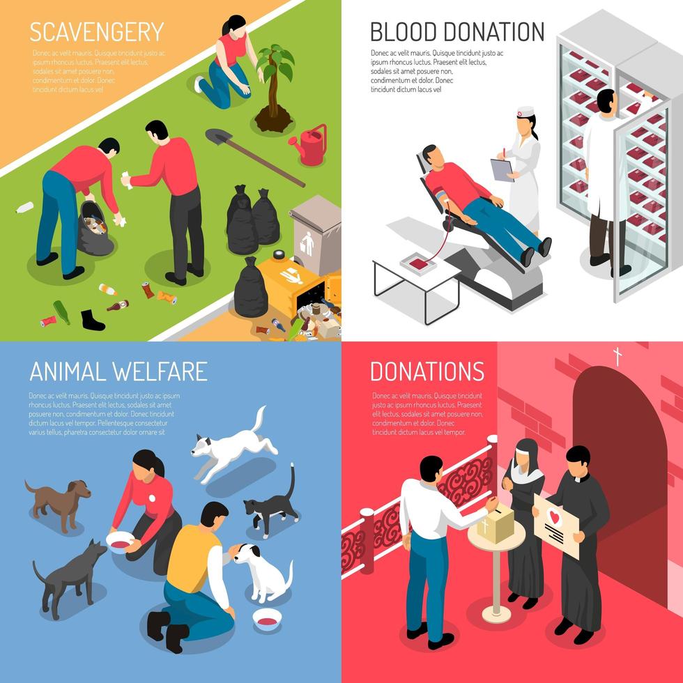 Volunteering Isometric Concept Vector Illustration