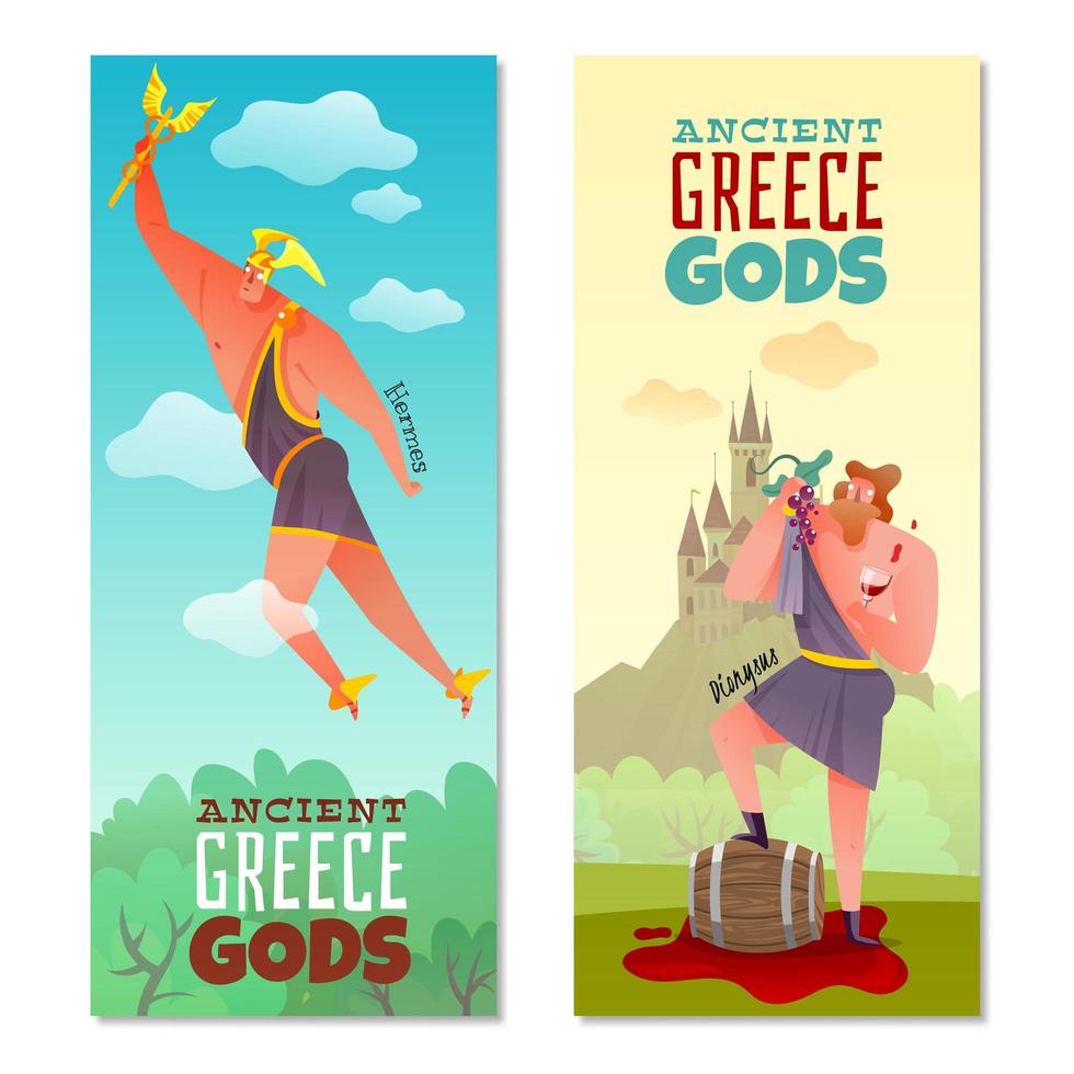 Ancient Greece Gods Banners Vector Illustration