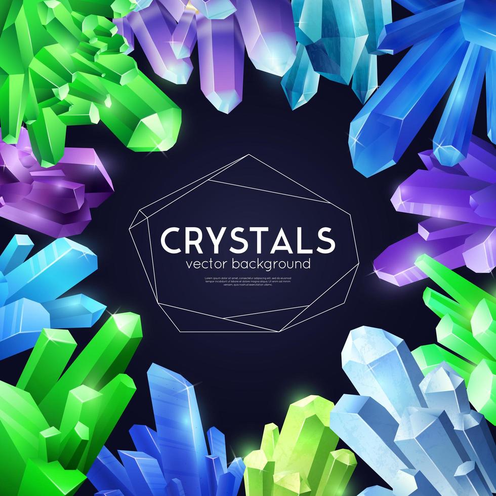 Ilustración de vector de fondo realista colorido de cristales