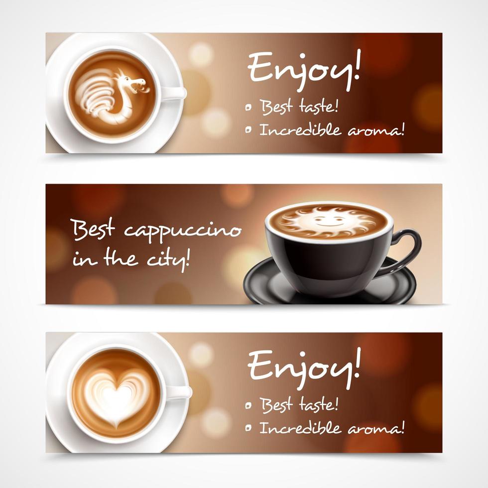 Ilustración de vector de banners horizontales de publicidad de café