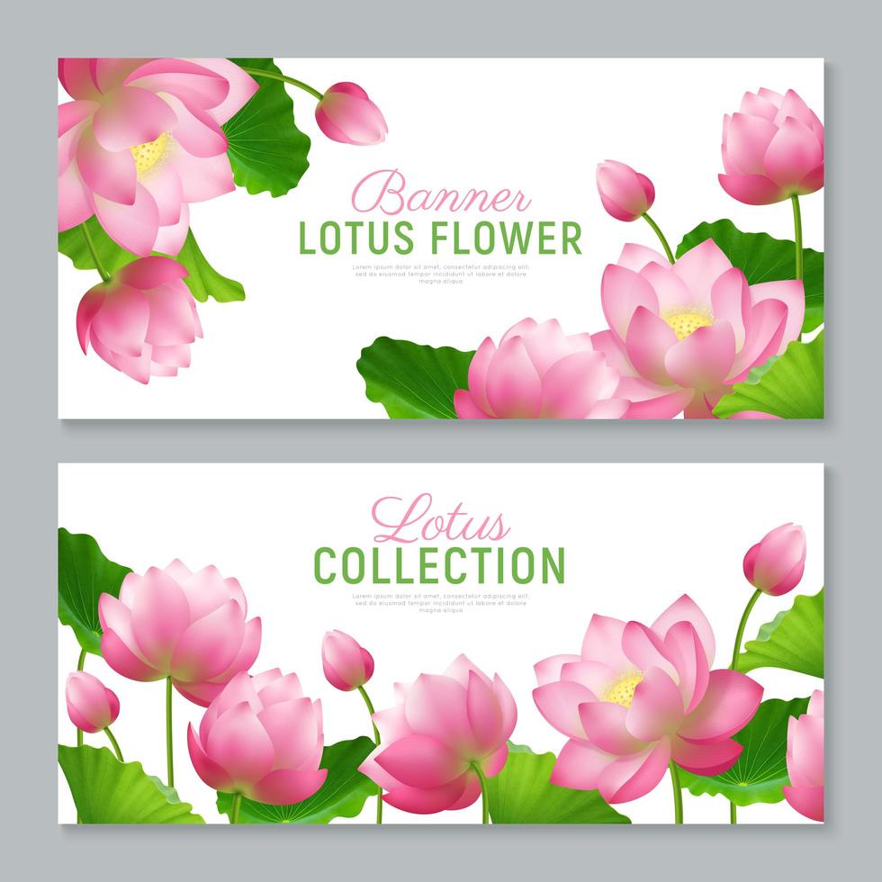 Realistic Lotus Banners Vector Illustration