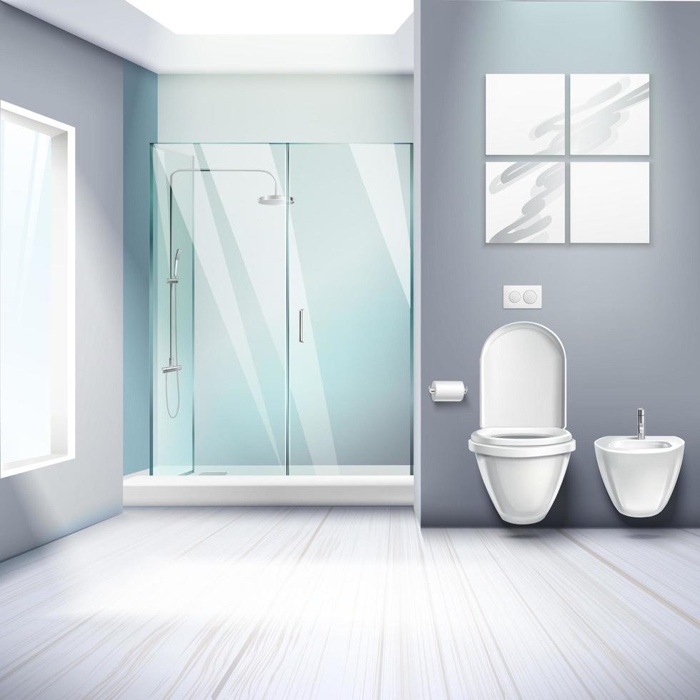 Simple Bathroom Interior Realistic Composition Vector Illustration
