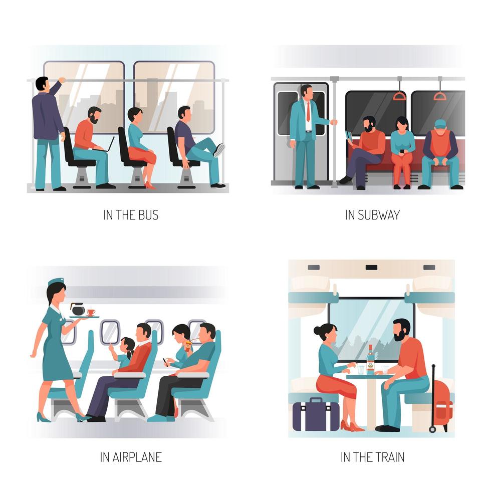 Ilustración de vector de concepto plano de transporte de personas