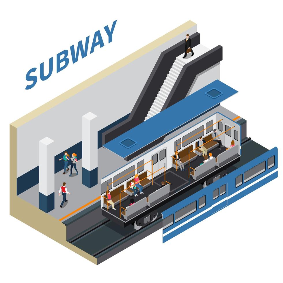 Ilustración de vector de composición isométrica de metro