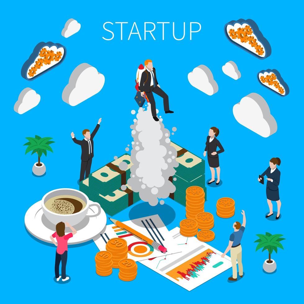 Business Startup Isometric Composition Vector Illustration