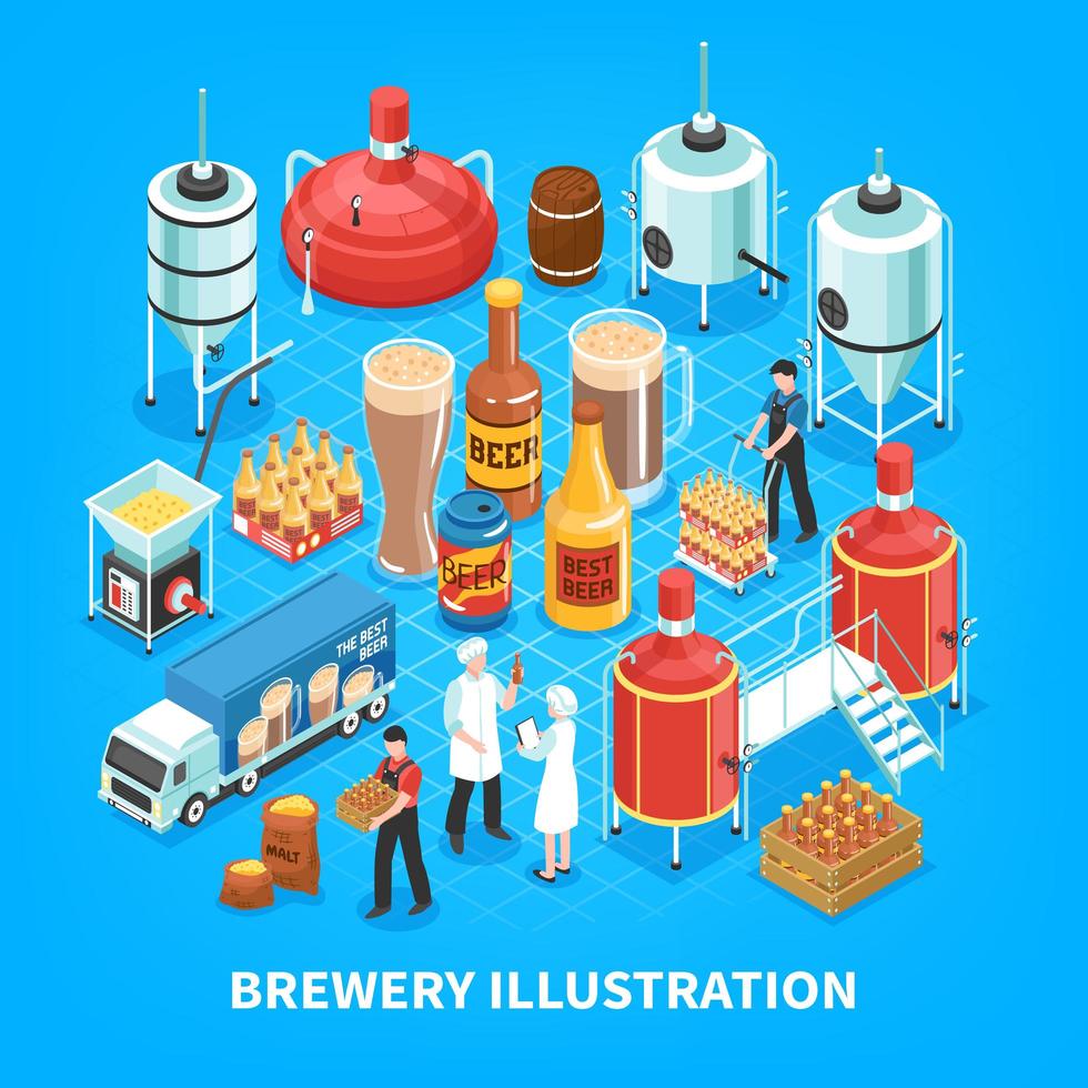 Brewery Isometric Composition Vector Illustration