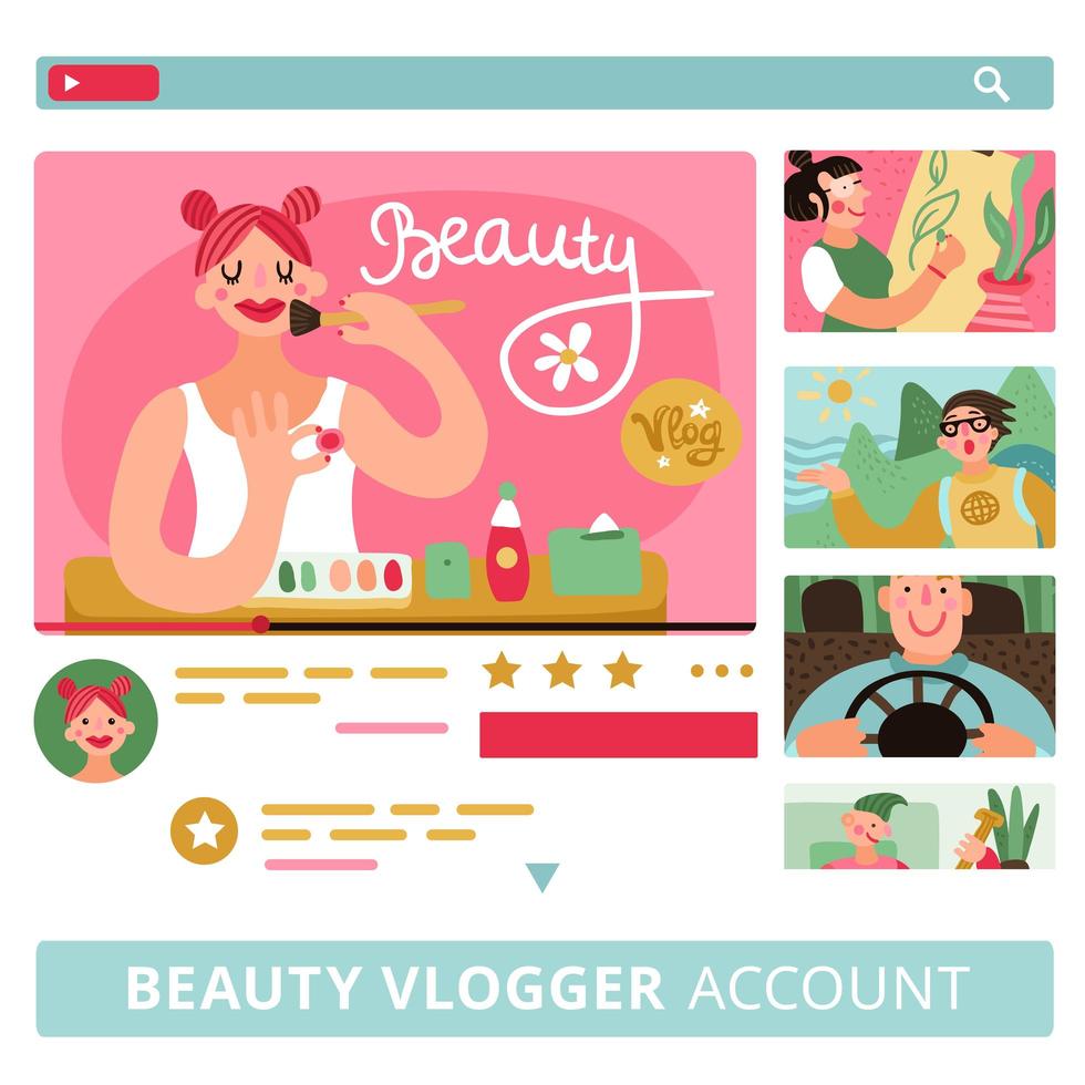 video bloggers banners set vector illustration
