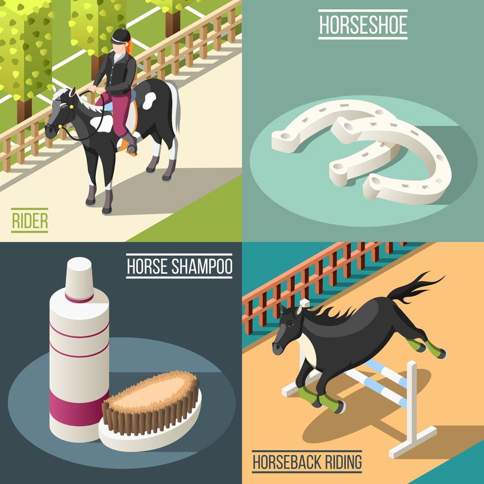 Equestrian Sport 2x2 Design Concept Vector Illustration