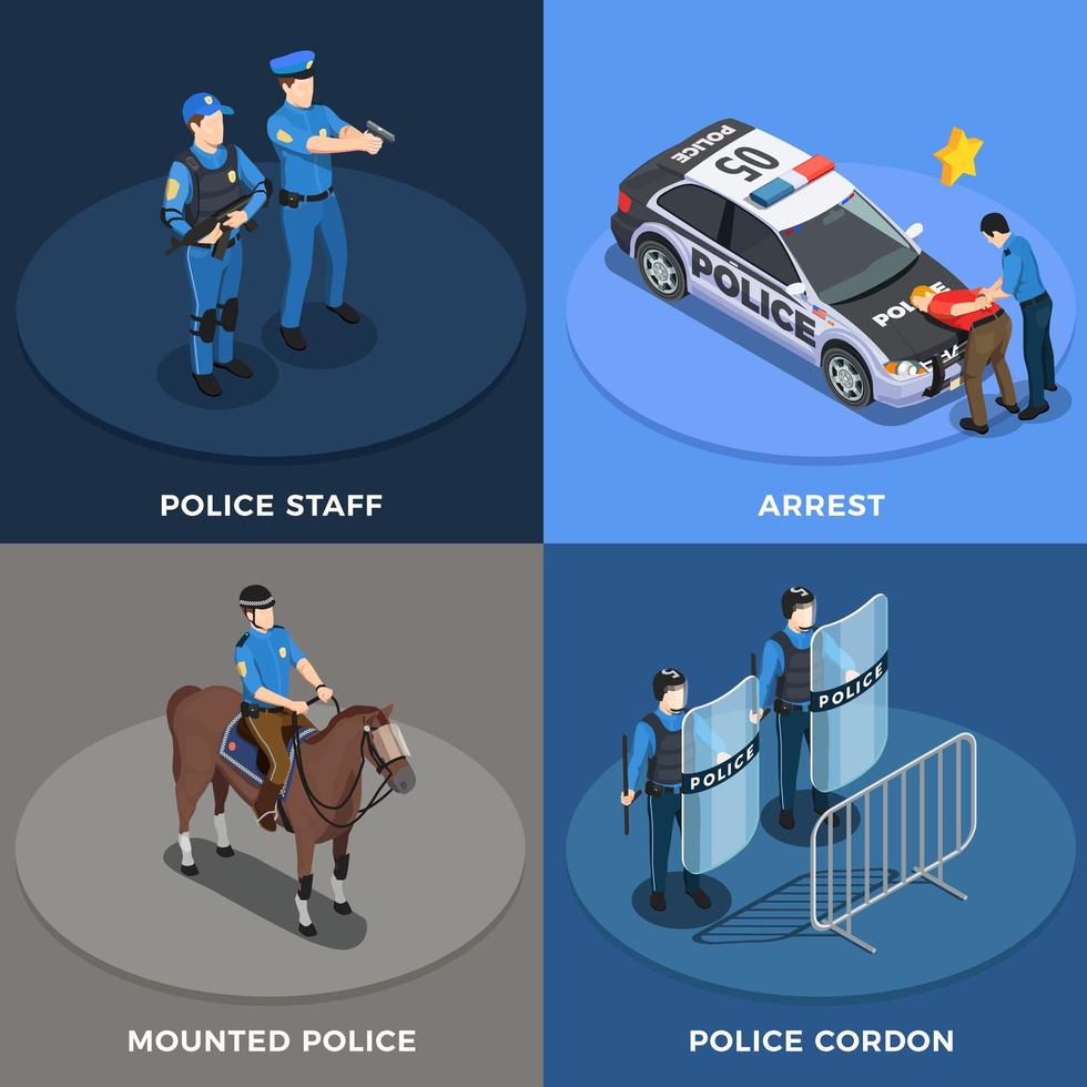 iconos de concepto de policía conjunto ilustración vectorial vector