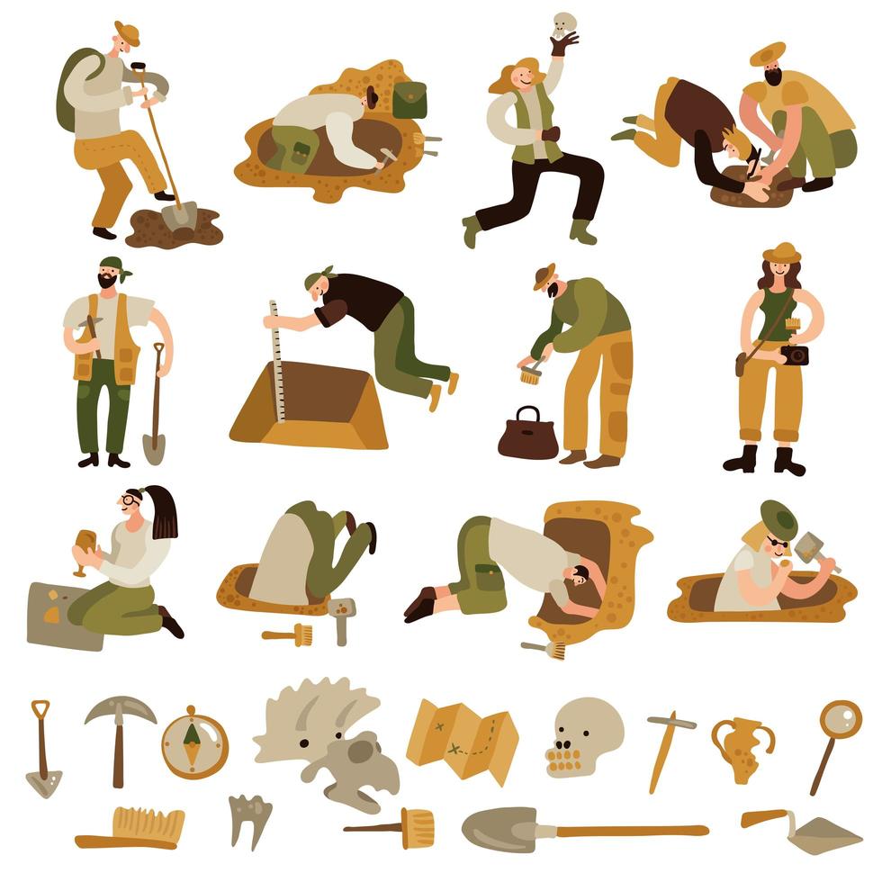 iconos de arqueología establecer ilustración vectorial vector