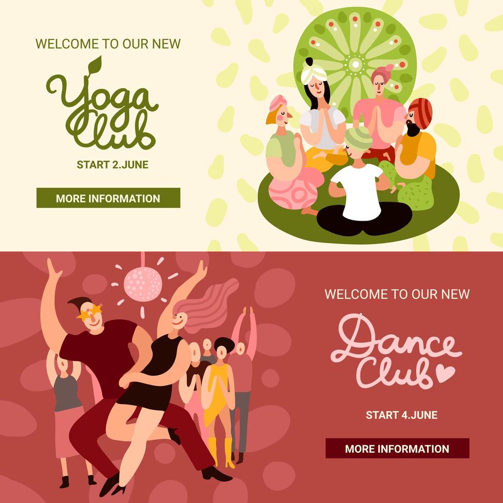 Club Party Banners Set Vector Illustration