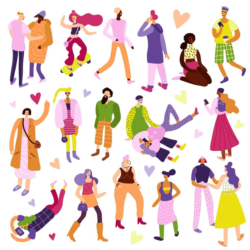 Street Fashion Icons Set Vector Illustration