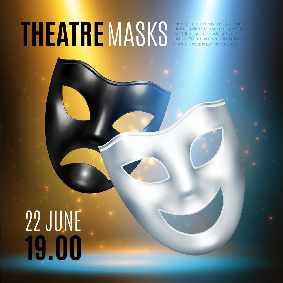 Theatrical Masks Announcement Composition Vector Illustration