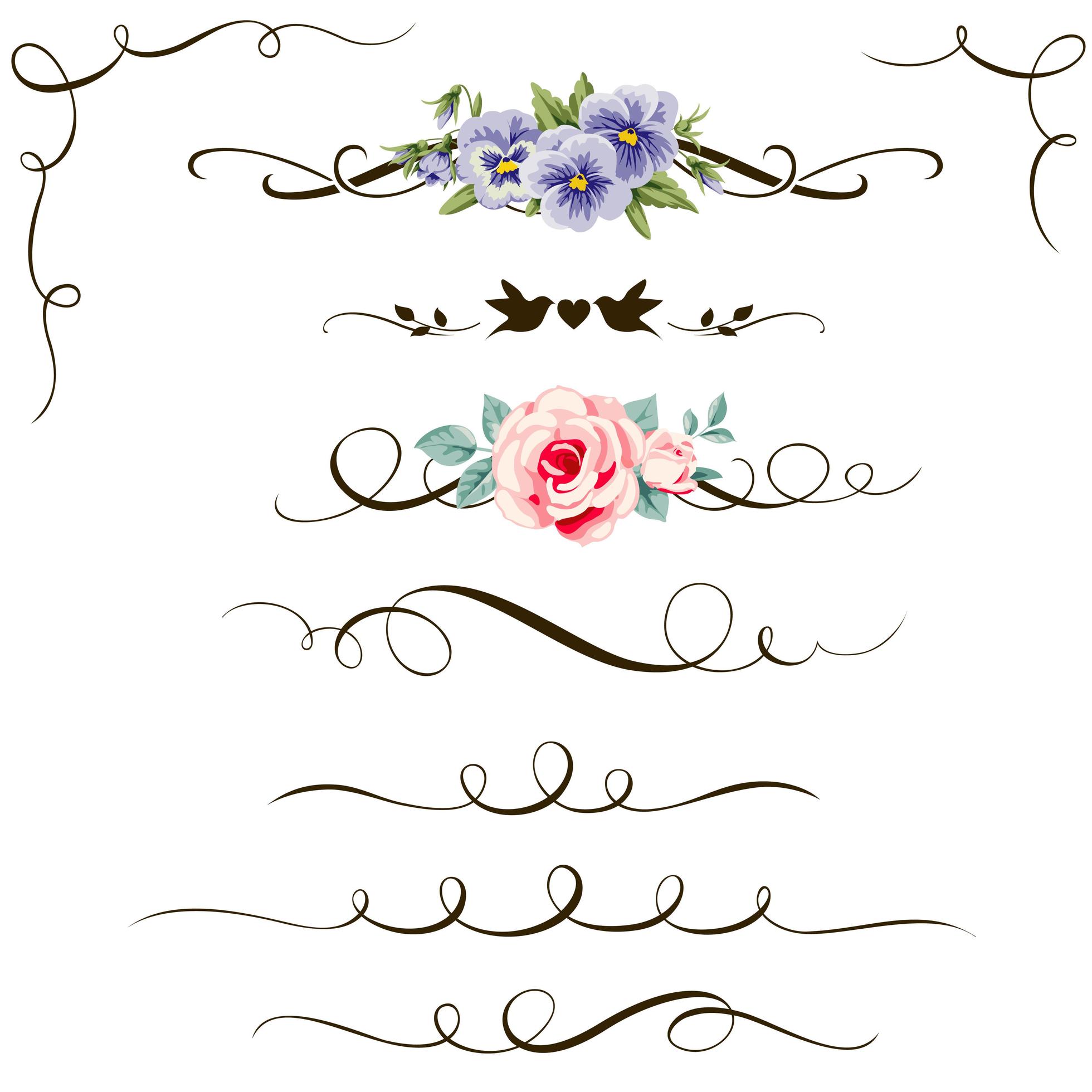 Classic Calligraphy Floral Designs 2415448 Vector Art at Vecteezy