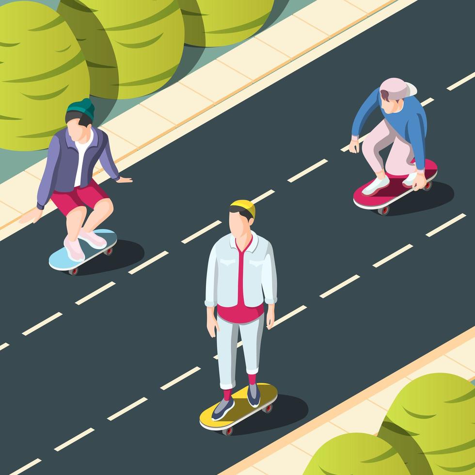 Skateboarding Urban Background Vector Illustration