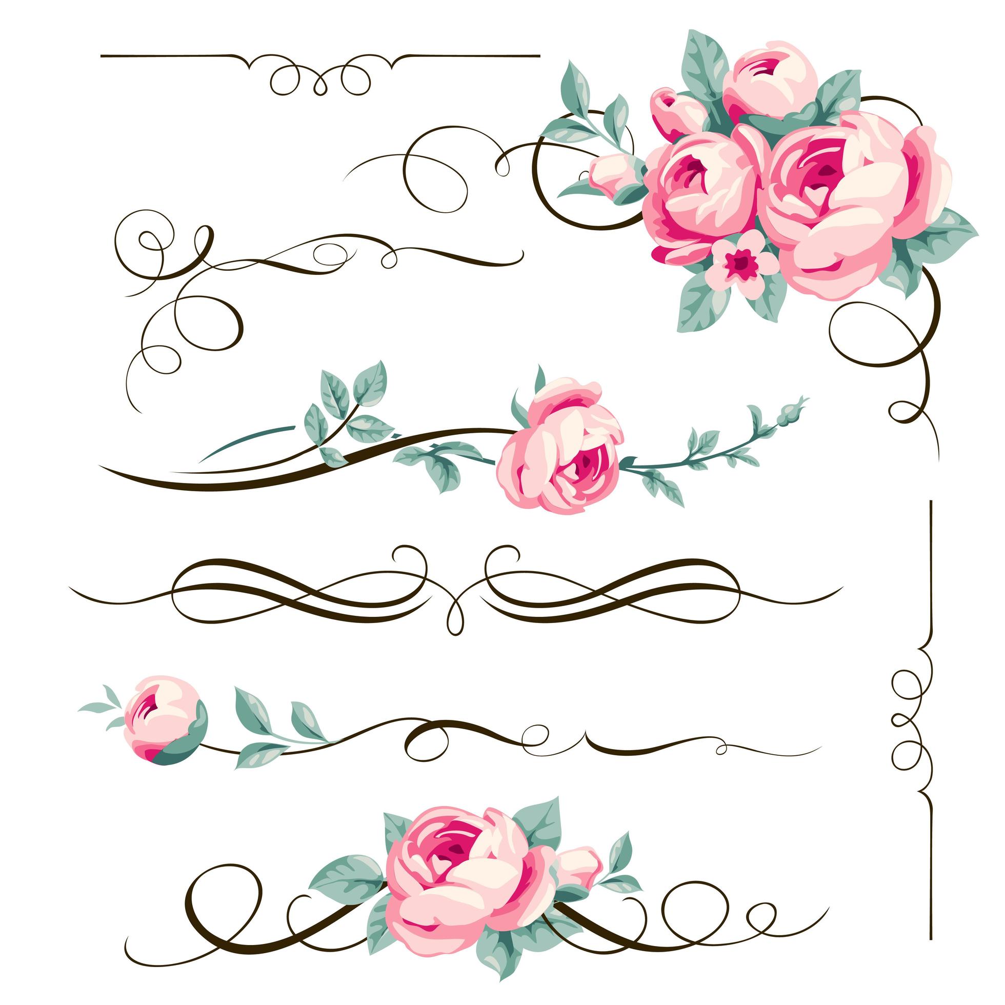 Classic Calligraphy Floral Designs 2415482 Vector Art at Vecteezy