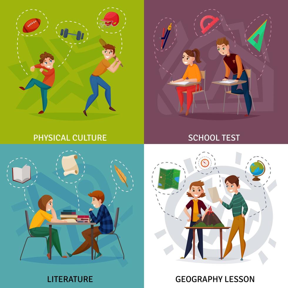 School Students Cartoon Design Concept Vector Illustration