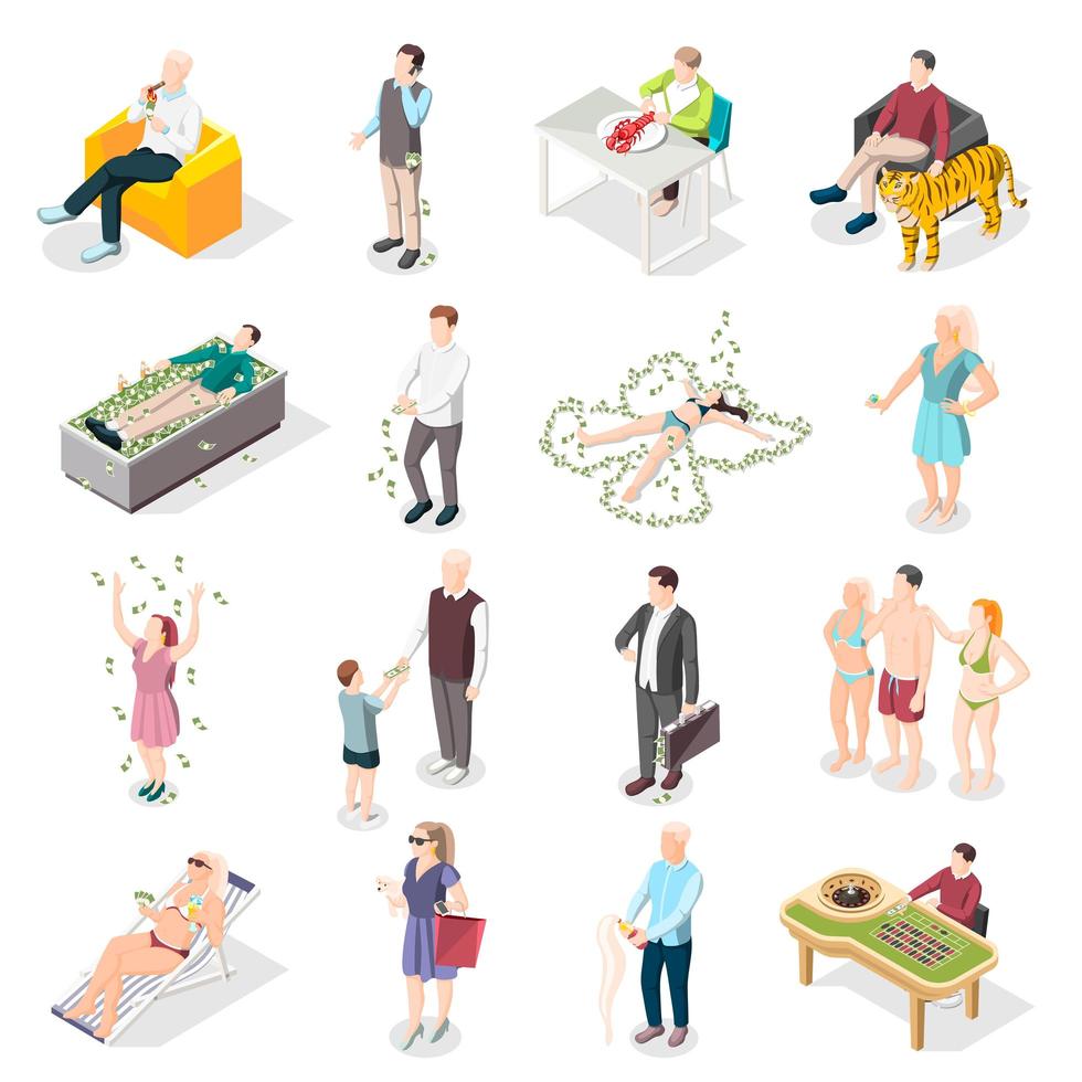 Rich People And Rich Life Isometric Icons Vector Illustration