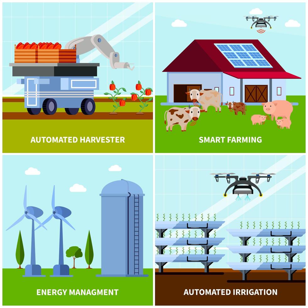 Ilustración de vector de concepto de diseño ortogonal de agricultura inteligente