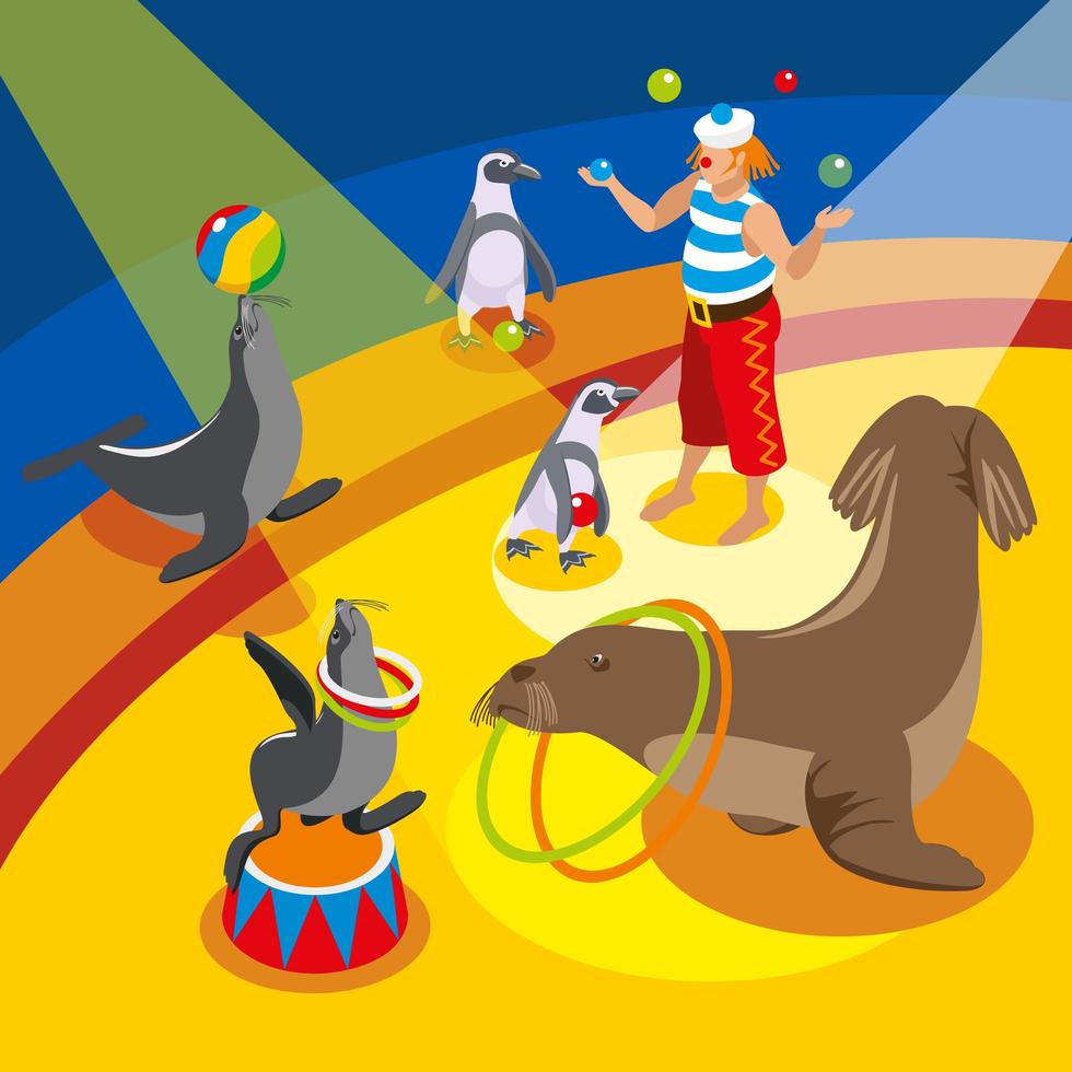 Sea Circus Isometric Composition Vector Illustration