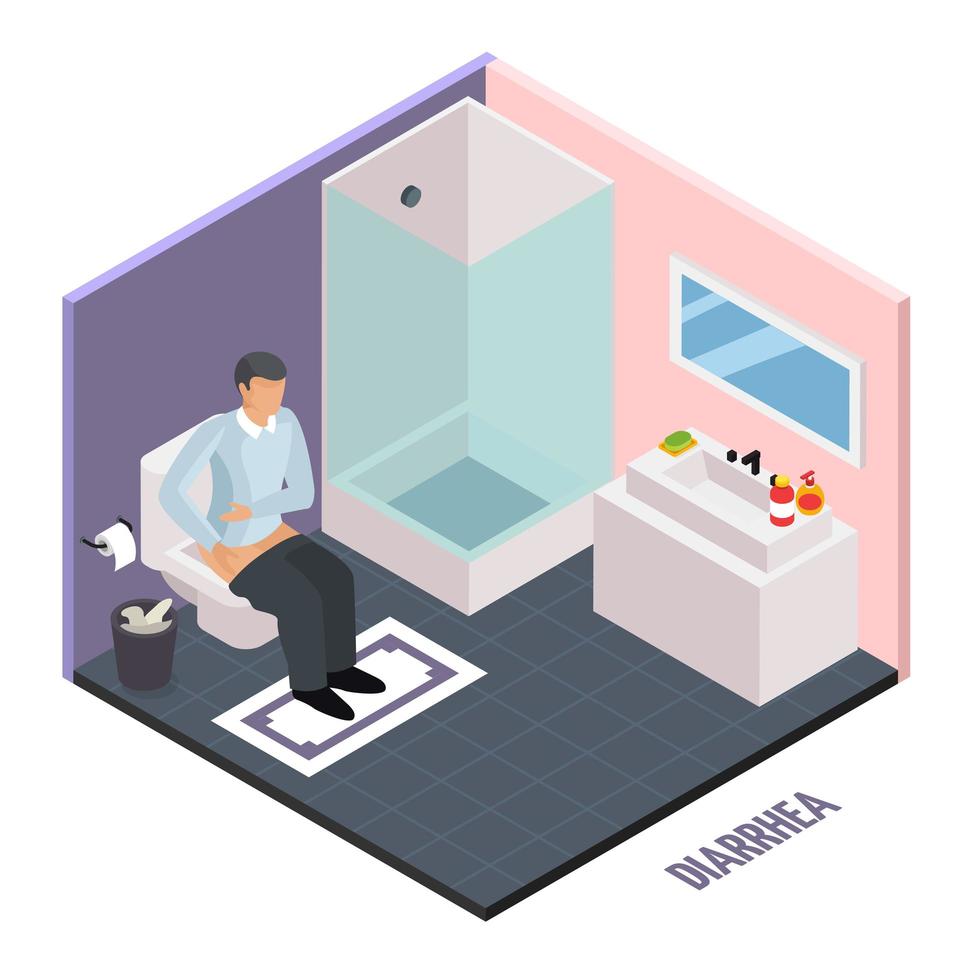 Stomach Upset Isometric Composition Vector Illustration