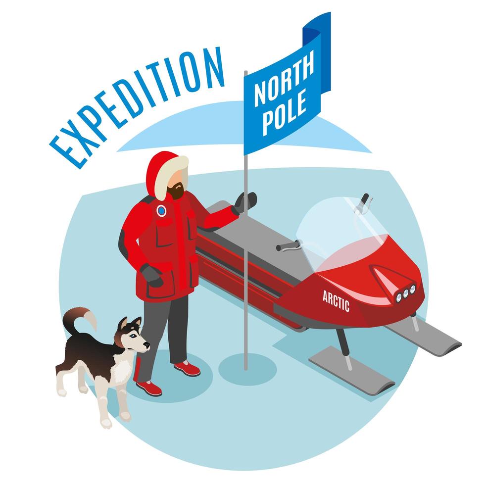 Arctic Expedition Isometric Composition Vector Illustration