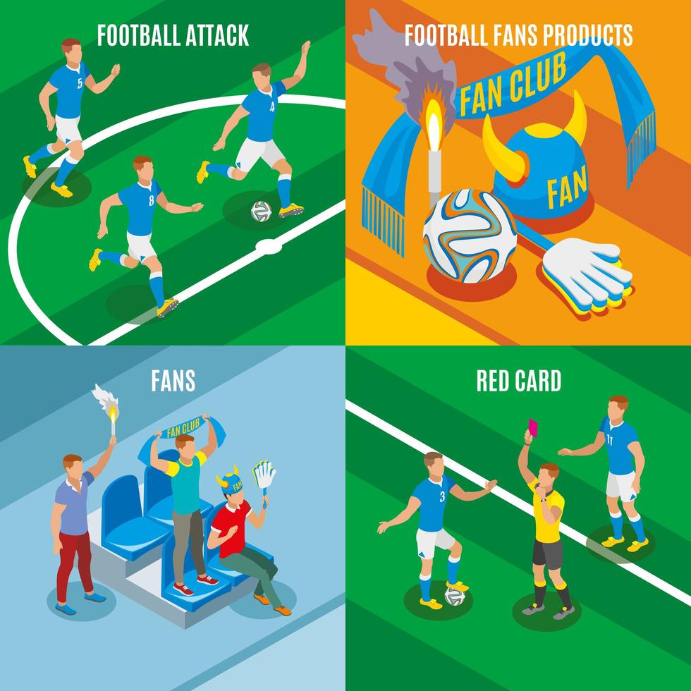 Football 2x2 Isometric Design Concept Vector Illustration