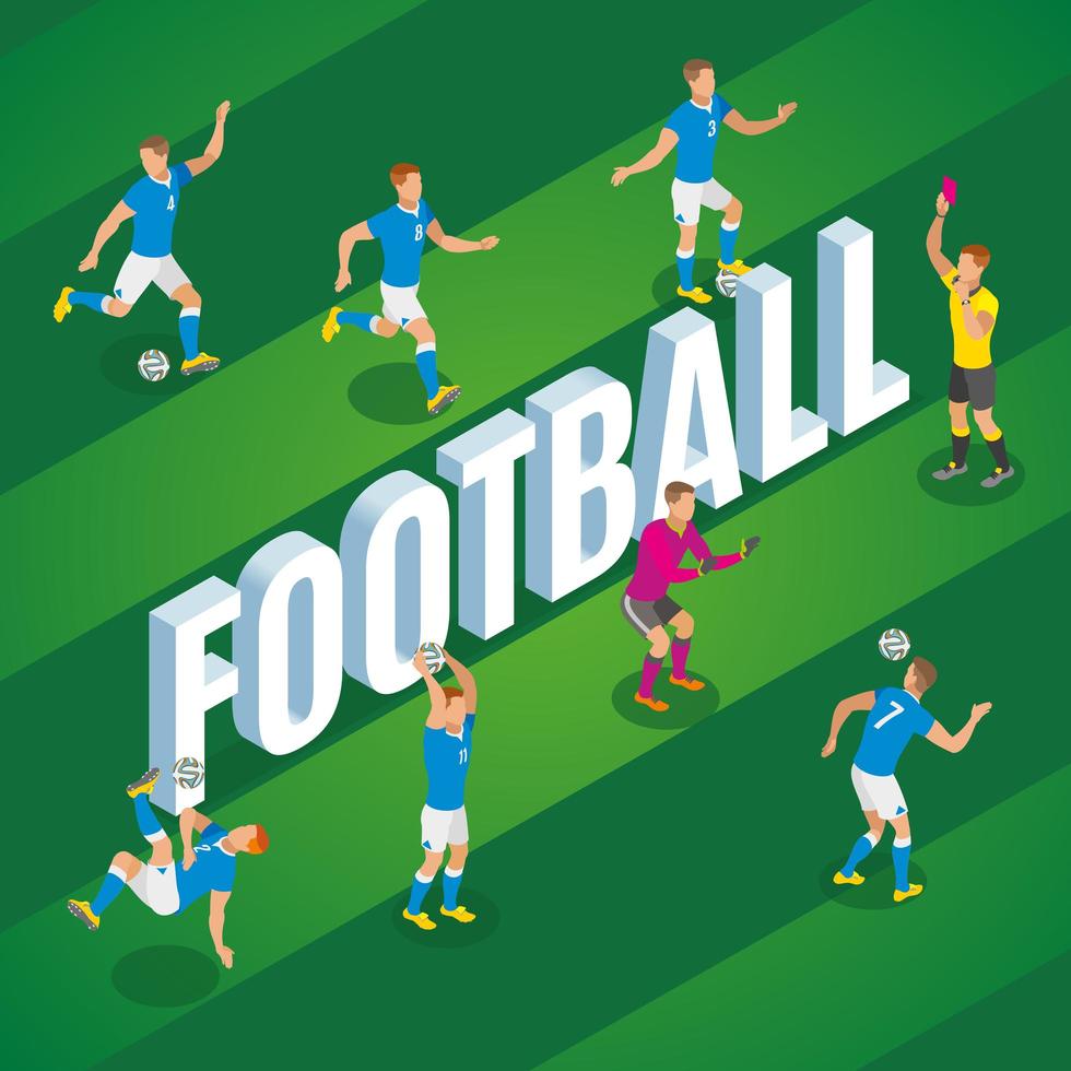Football Isometric Poster Vector Illustration