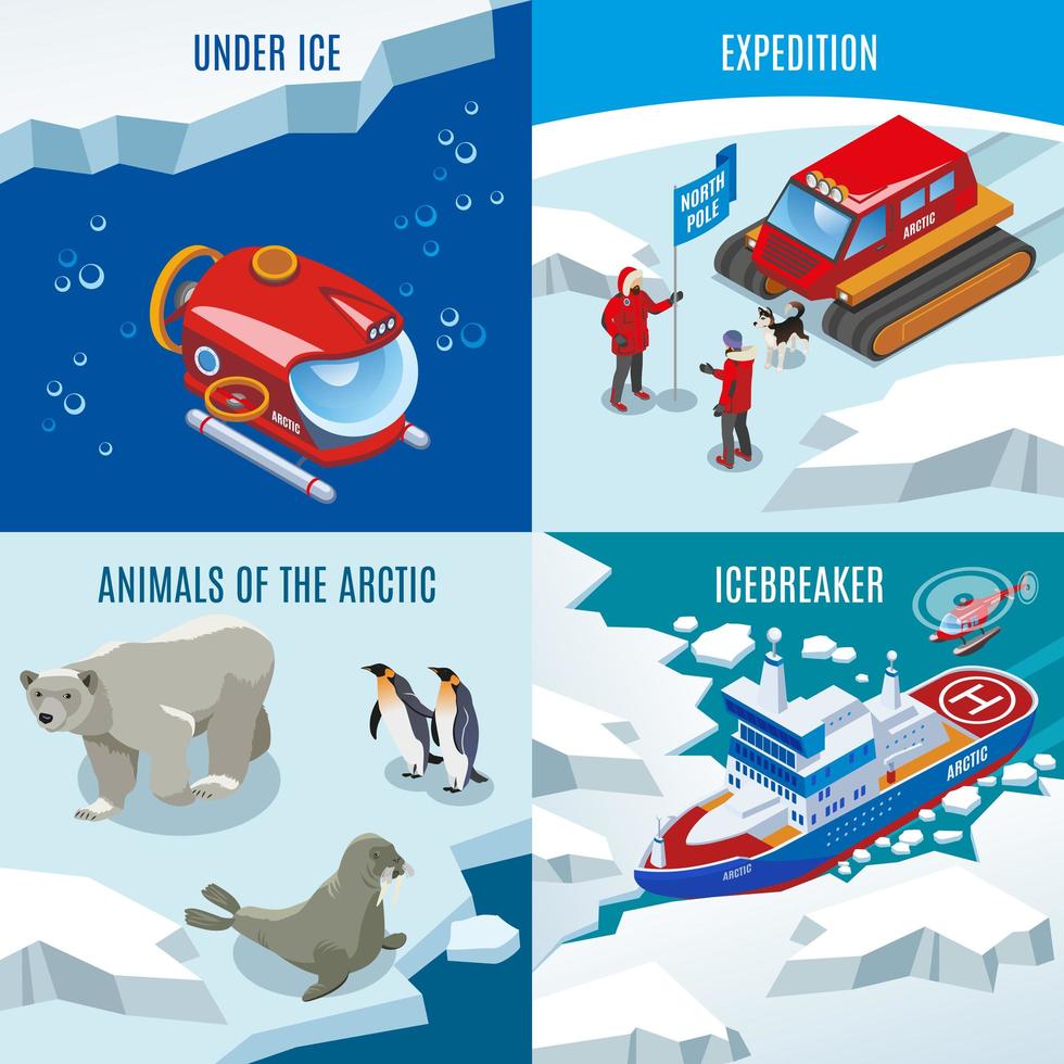 Arctic Research Isometric Design Concept Vector Illustration