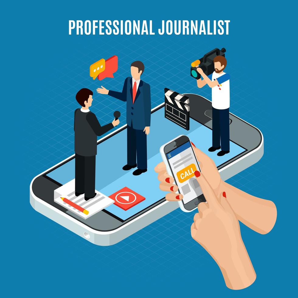 Isometric Interview Online Composition Vector Illustration