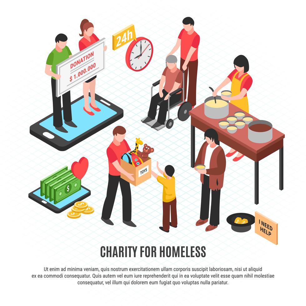 Charity For Homeless Design Concept Vector Illustration