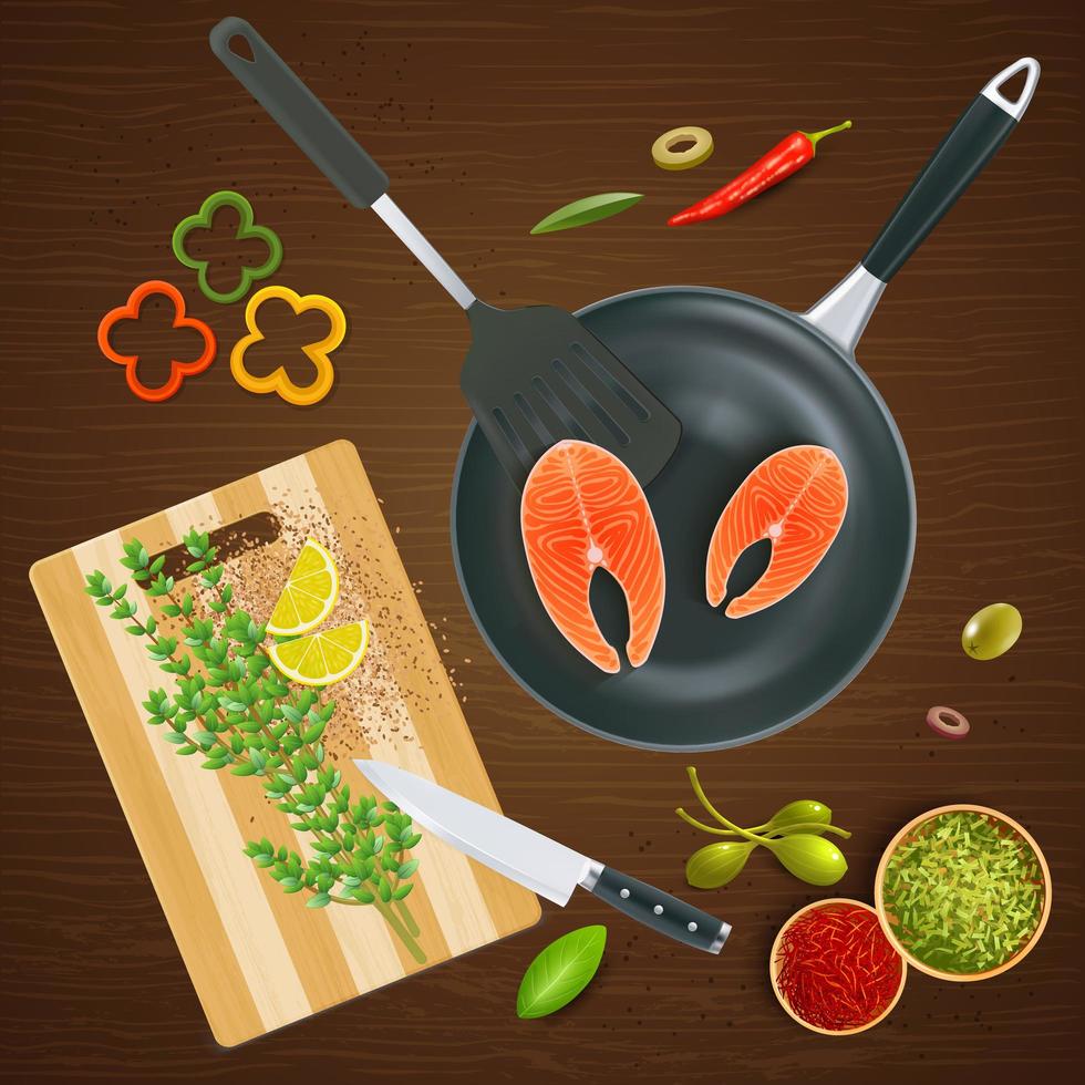 Kitchen Ware Top View Illustration Vector Illustration