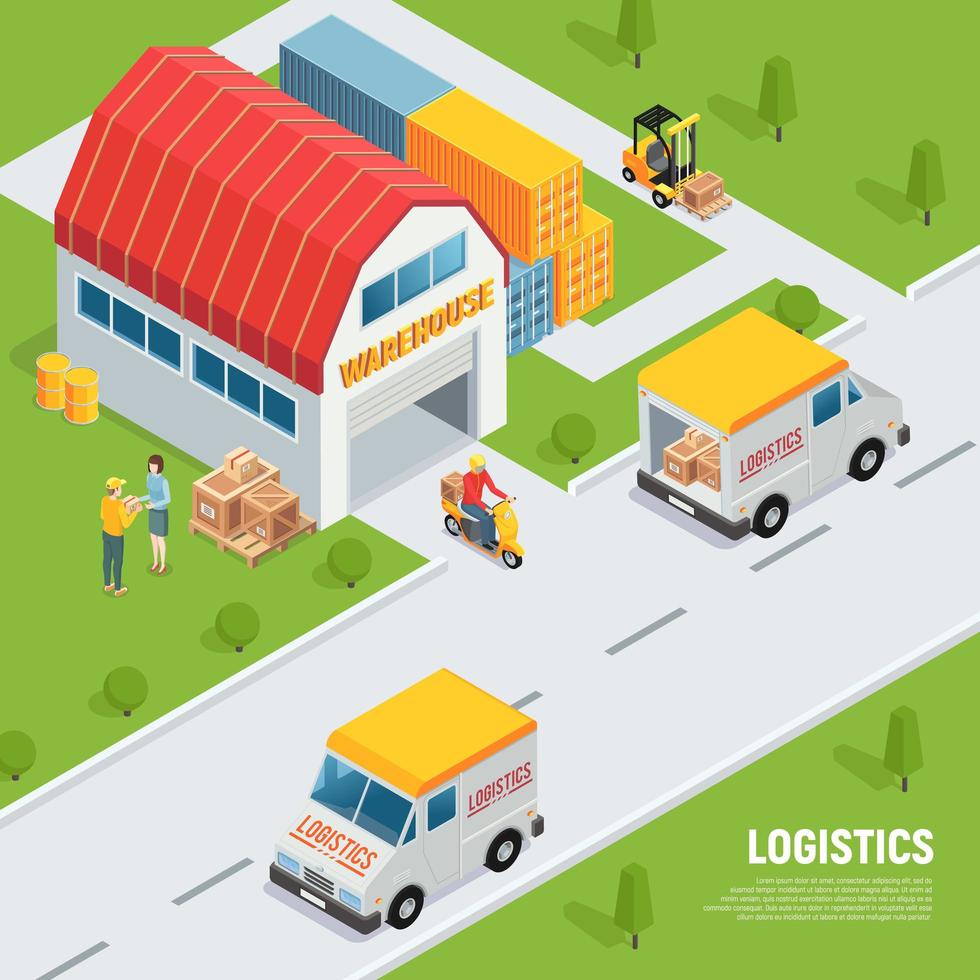 Logistics Isometric Composition Vector Illustration