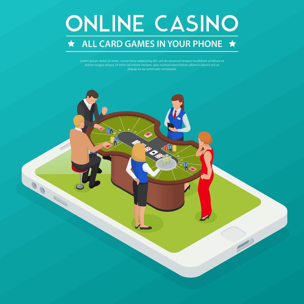 Ilustración de vector de composición isométrica de casino en línea