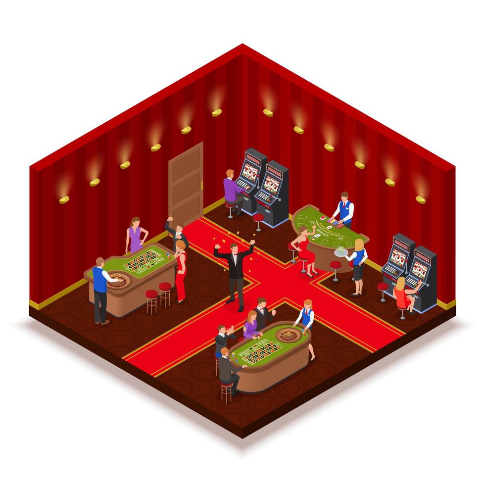 Casino Room Isometric Image Vector Illustration