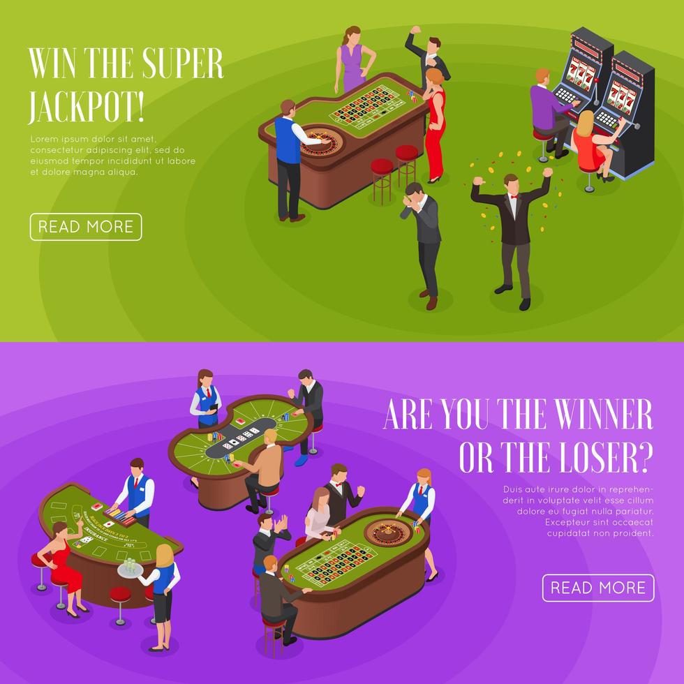 Casino Isometric Banners Vector Illustration